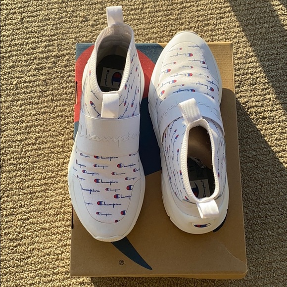 men's champion rally script white shoes